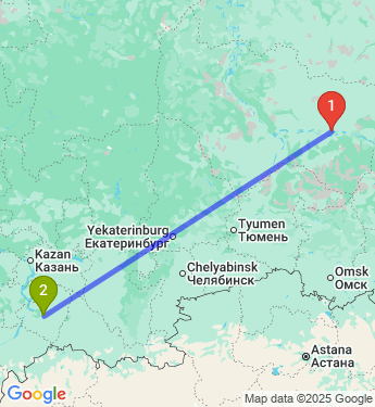 Маршрут из Сургута в Самару