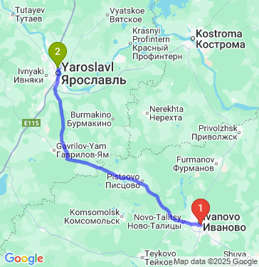 Маршрут из Иванова в Ярославль