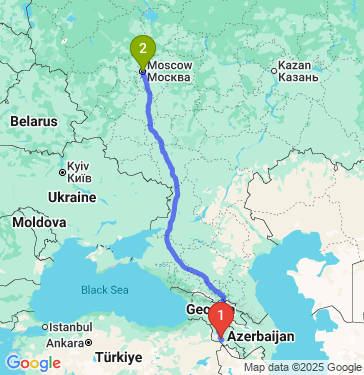 Маршрут из Еревана в Москву