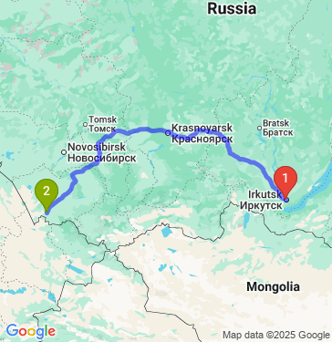 Маршрут из Иркутска в Рубцовск
