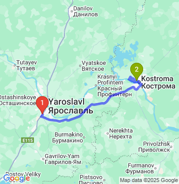 Маршрут из Ярославля в Кострому
