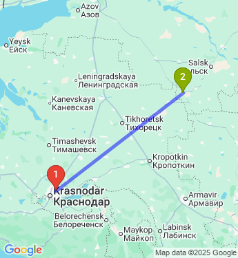 Маршрут из Краснодара в Песчанокопское