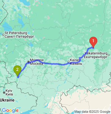 Маршрут из Перми в Брянск