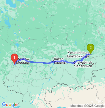 Маршрут из Чехова в Екатеринбург
