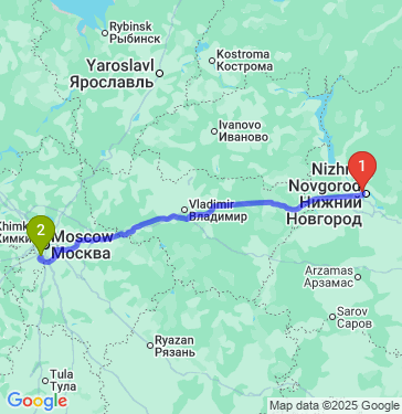 Маршрут из Нижнего Новгорода в Москву