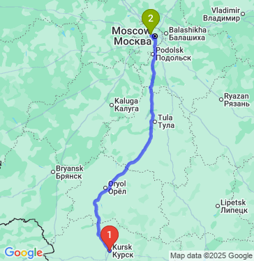 Маршрут из Курска в Москву