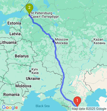 Маршрут из Владикавказа в Санкт-Петербург