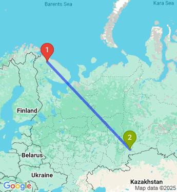 Маршрут из Мурманска в Челябинск