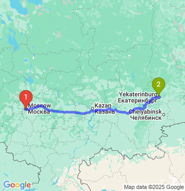 Маршрут из Москвы в Верхнюю Пышму
