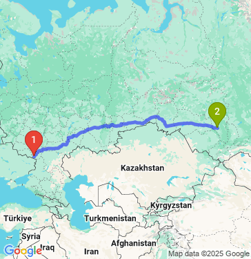 Маршрут из Россоши в Полысаево