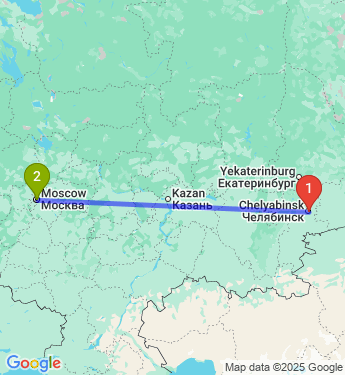 Маршрут из Челябинска в Москву
