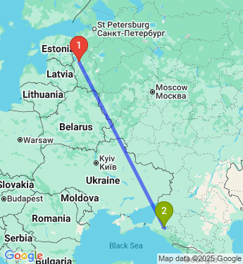 Маршрут из Пскова в Краснодар