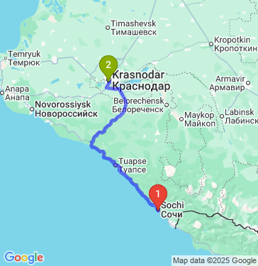 Маршрут из Сочи в Краснодар