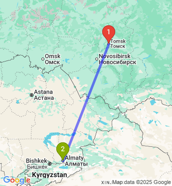 Маршрут из Томска в Алматы