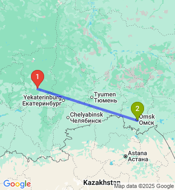 Маршрут из Перми в Омск