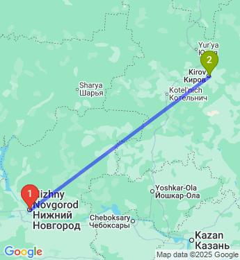 Маршрут из Нижнего Новгорода в Киров