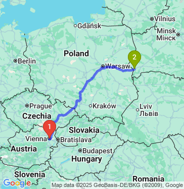 Маршрут из Вены в Бреста