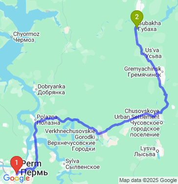 Маршрут из Перми в Губаху