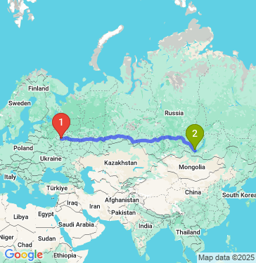 Маршрут из Москвы в Иркутск