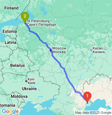 Маршрут из Астрахани в Санкт-Петербург