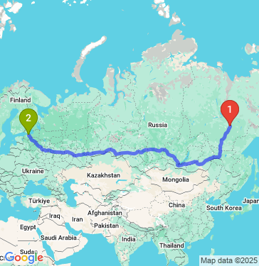 Маршрут из Якутска в Санкт-Петербург