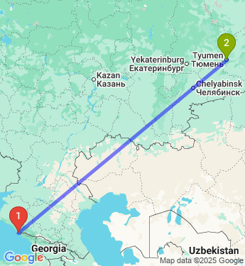 Маршрут из Сочи в Тюмень