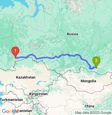 Маршрут из Челябинска в Улан-Удэ