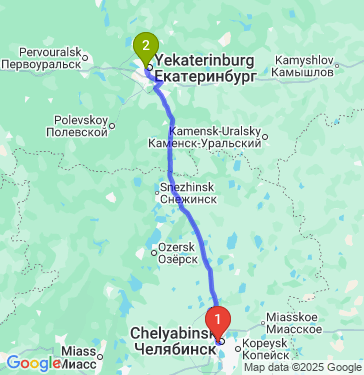 Маршрут из Челябинска в Екатеринбург