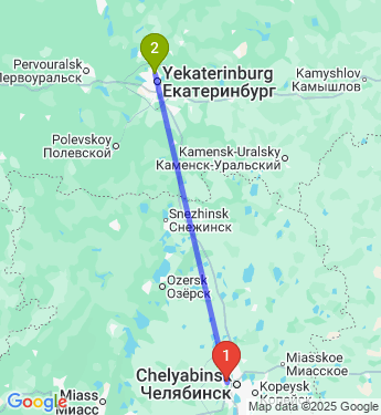 Маршрут из Челябинска в Екатеринбург