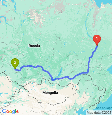 Маршрут из Якутска в Новосибирск