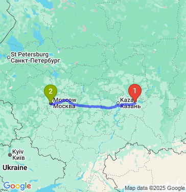 Маршрут из Республики Татарстан в Москву
