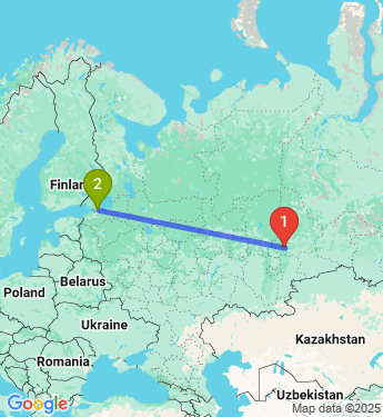 Маршрут из Первоуральск городской округ в Санкт-Петербург