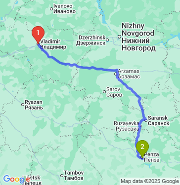 Маршрут из Владимира в Пензу
