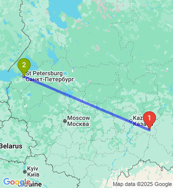Маршрут из Альметьевска в Санкт-Петербург