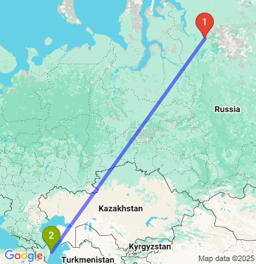 Маршрут из Норильска в Баку