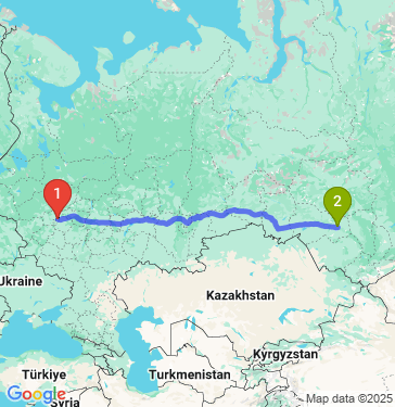 Маршрут из Москвы в Новосибирск