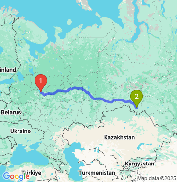 Маршрут из Рыбинска в Омск