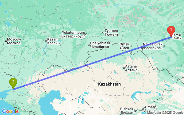 Маршрут из Томска в Ростов-на-Дону