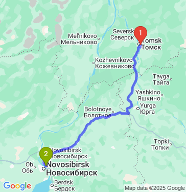 Маршрут из Томска в Новосибирск