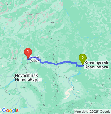 Маршрут из Томска в Красноярск