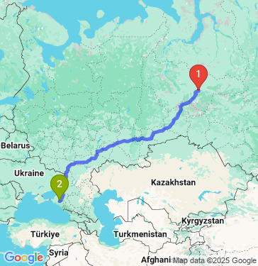 Маршрут из Сургута в Краснодар