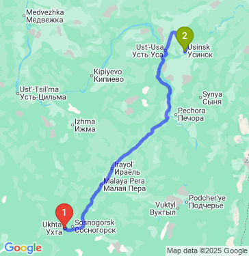 Маршрут из Ухты в Усинск