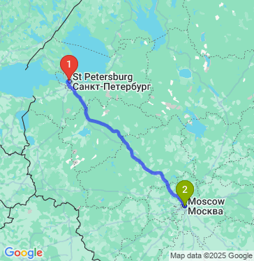 Маршрут из Санкт-Петербурга в Москву