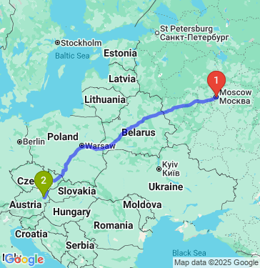 Маршрут из Москвы в Вену
