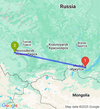 Маршрут из Иркутска в Новосибирск