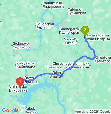 Маршрут из Братска в Новую Игирму