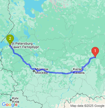 Маршрут из Перми в Санкт-Петербург