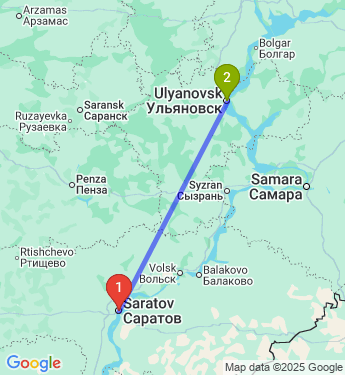 Маршрут из Саратова в Ульяновск