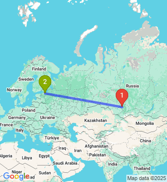 Маршрут из Белова в Санкт-Петербург