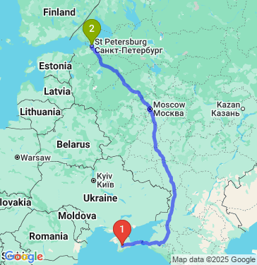 Маршрут из Симферополя в Санкт-Петербург